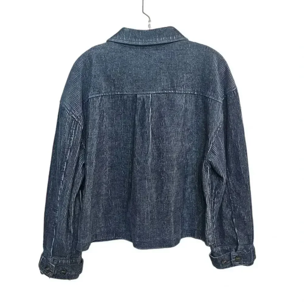 Avec Les Fille Corduroy Shacket Size Medium Blue NWT‎
